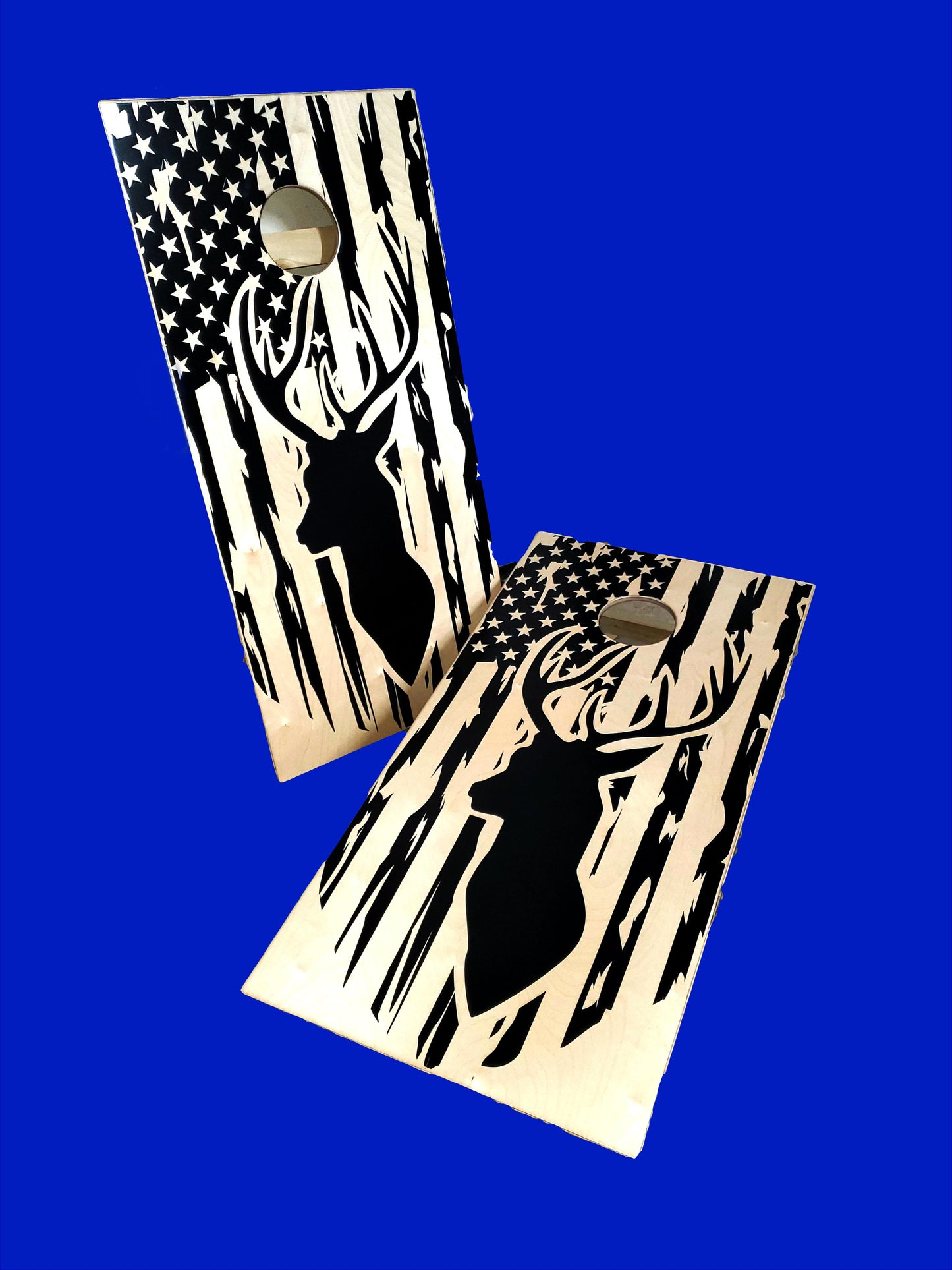 American Flag Buck Cornhole Boards - Dunkin Custom Woodworks