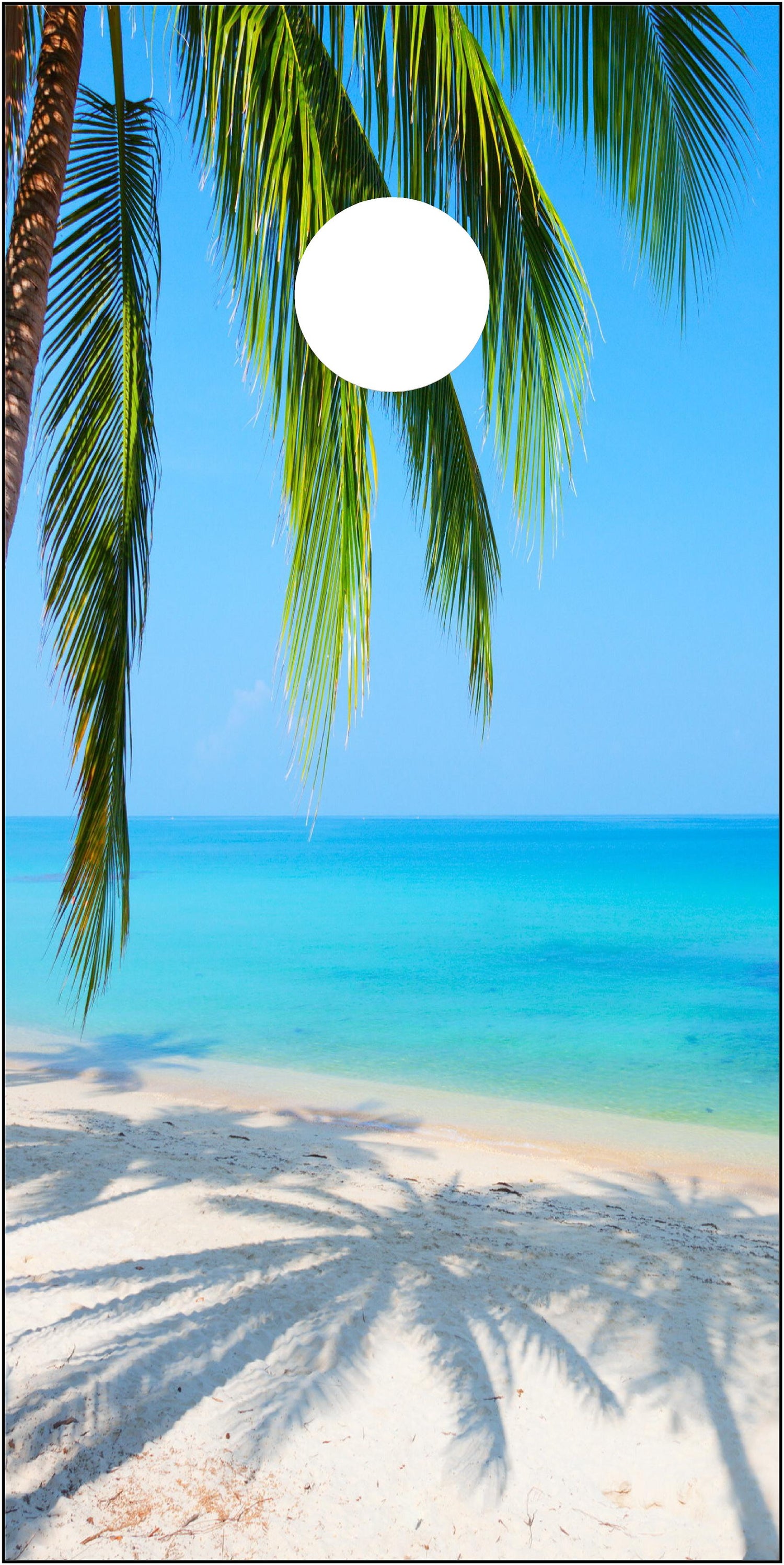 Beach with Palm Tree Cornhole Boards - Dunkin Custom Woodworks